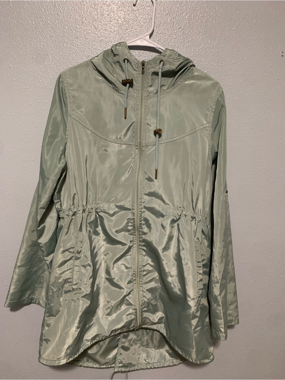 Light Sage Hooded Windbreaker Jacket